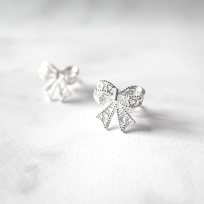 【SE240604】Sterling Silver Ribbon Stud Earrings