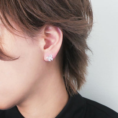 【SE240604】Sterling Silver Ribbon Stud Earrings