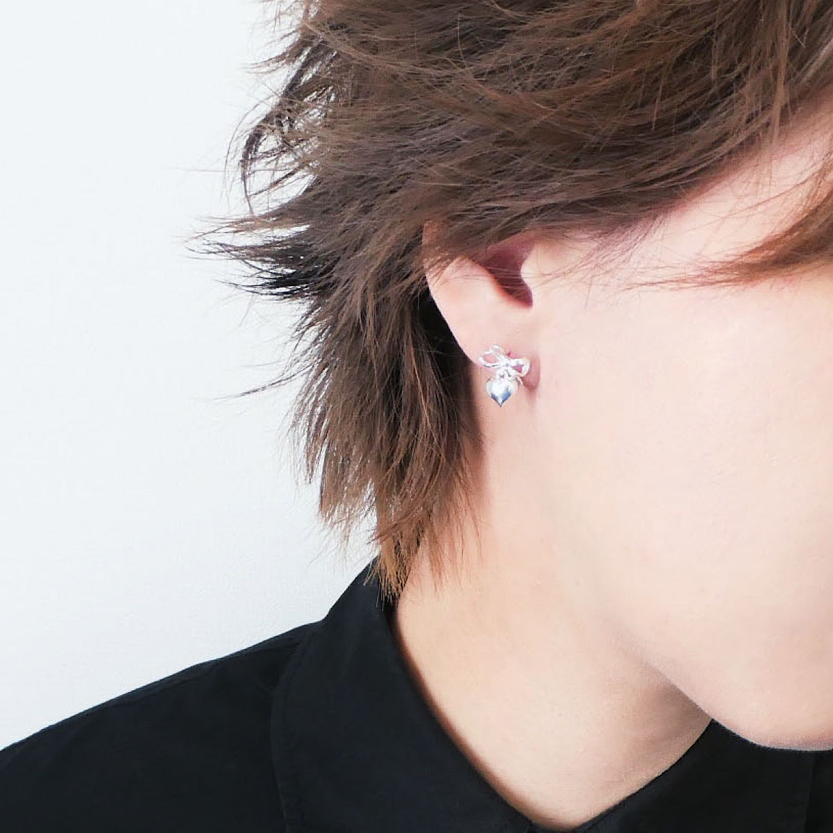 【SE240605】Sterling Silver Ribbon Dangle Earrings