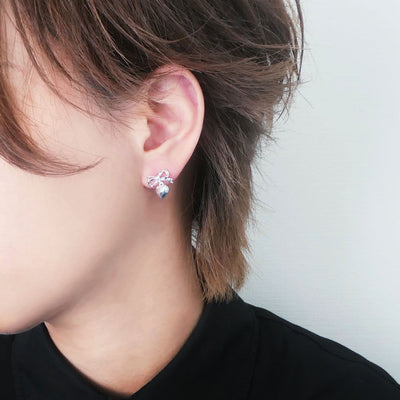 【SE240605】Sterling Silver Ribbon Dangle Earrings