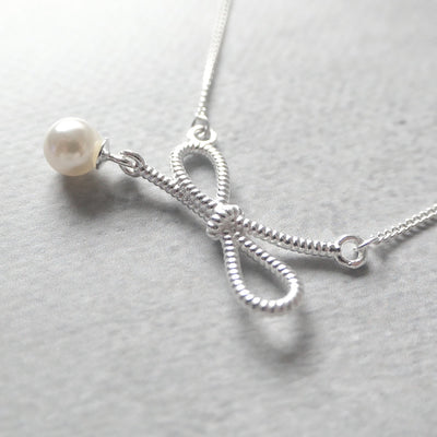 【SN240603】Sterling Silver Ribbon Pendant Necklace