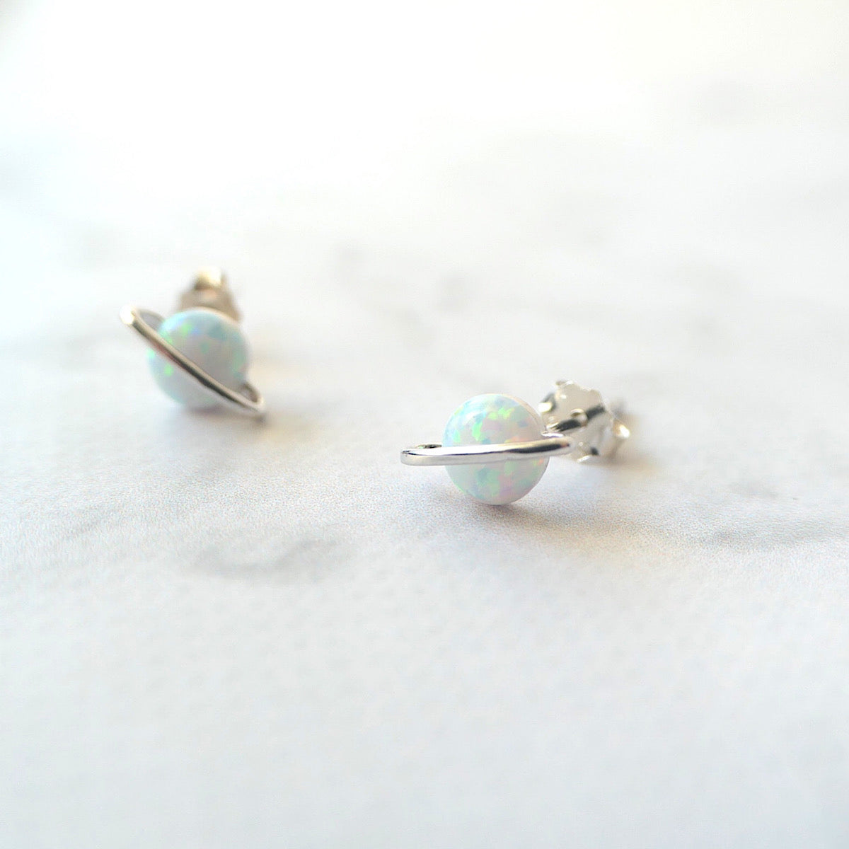 【SE250203】Sterling Silver Opal Stud Earrings