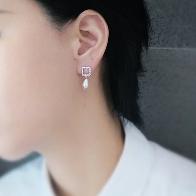 【Pearl】Stud and Dangle Earrings Set of 2