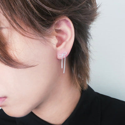 【SE240606】Sterling Silver Ribbon Dangle Earrings