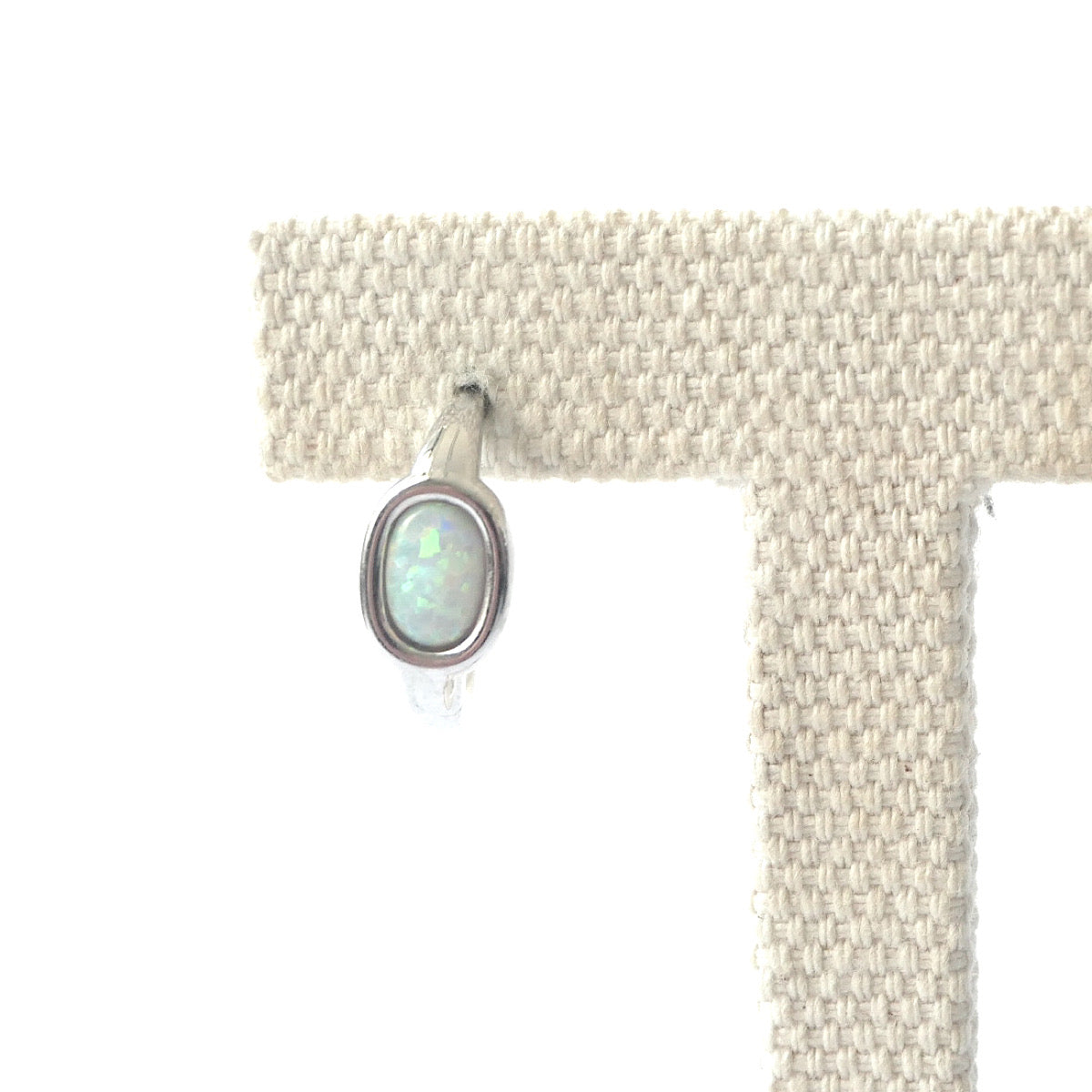 【SE250206】Sterling Silver Opal Hoop Earrings