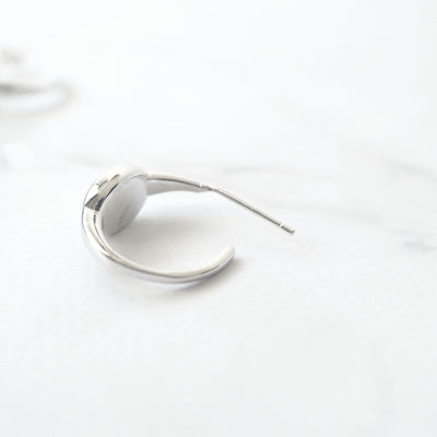 【SE250206】Sterling Silver Opal Hoop Earrings