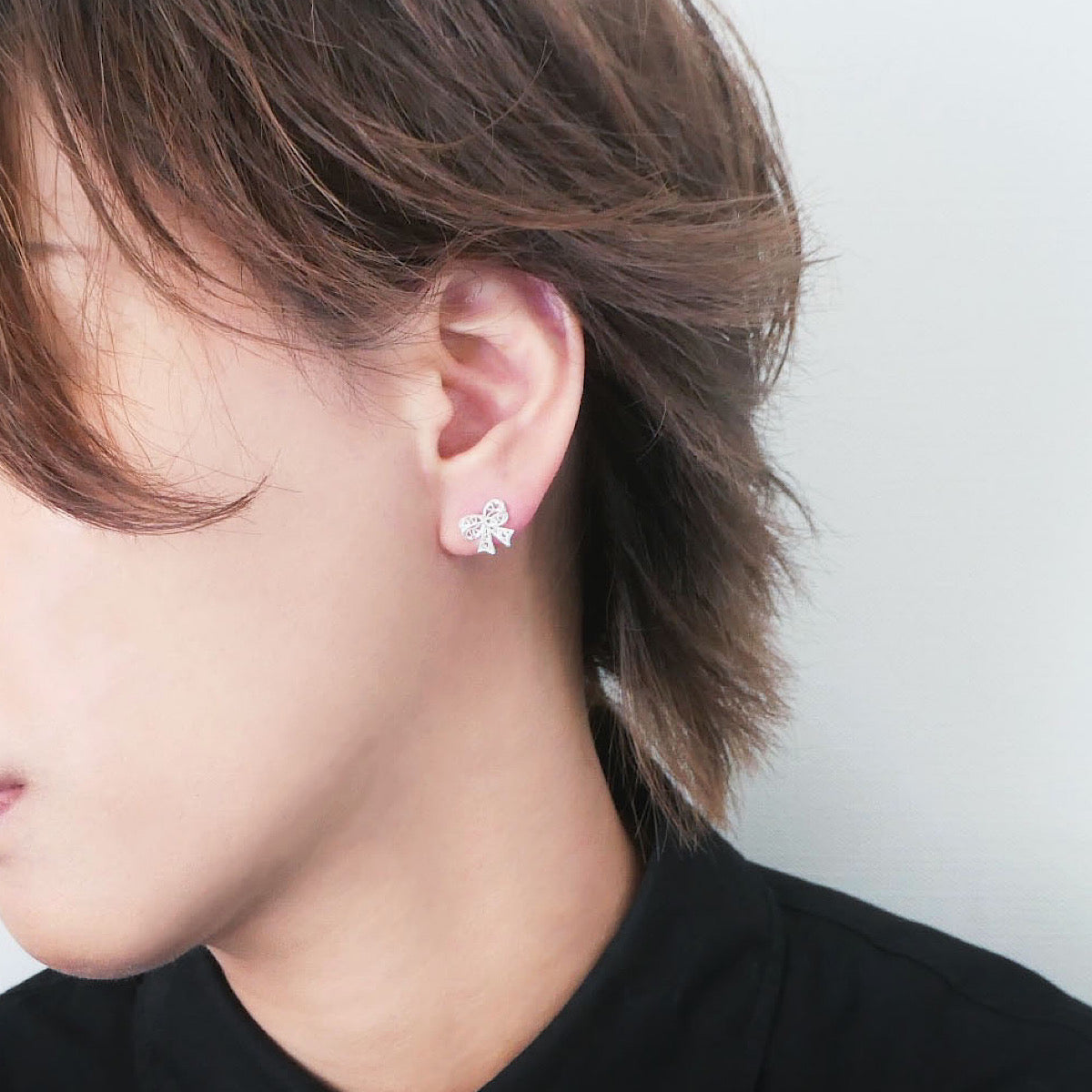 【SE240604】Sterling Silver Ribbon Stud Earrings