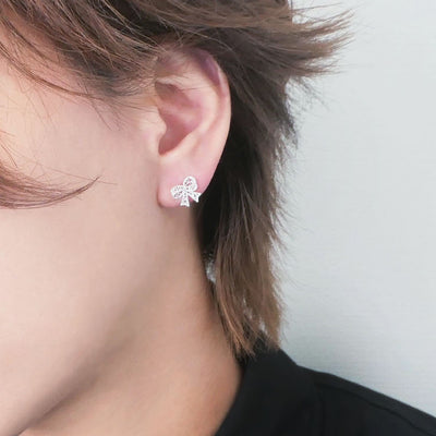 【SE240604】Sterling Silver Ribbon Stud Earrings