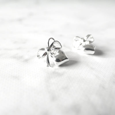 【SE240605】Sterling Silver Ribbon Dangle Earrings