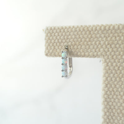 【SE250205】Sterling Silver Opal Huggie Earrings