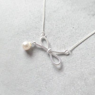 【SN240603】Sterling Silver Ribbon Pendant Necklace