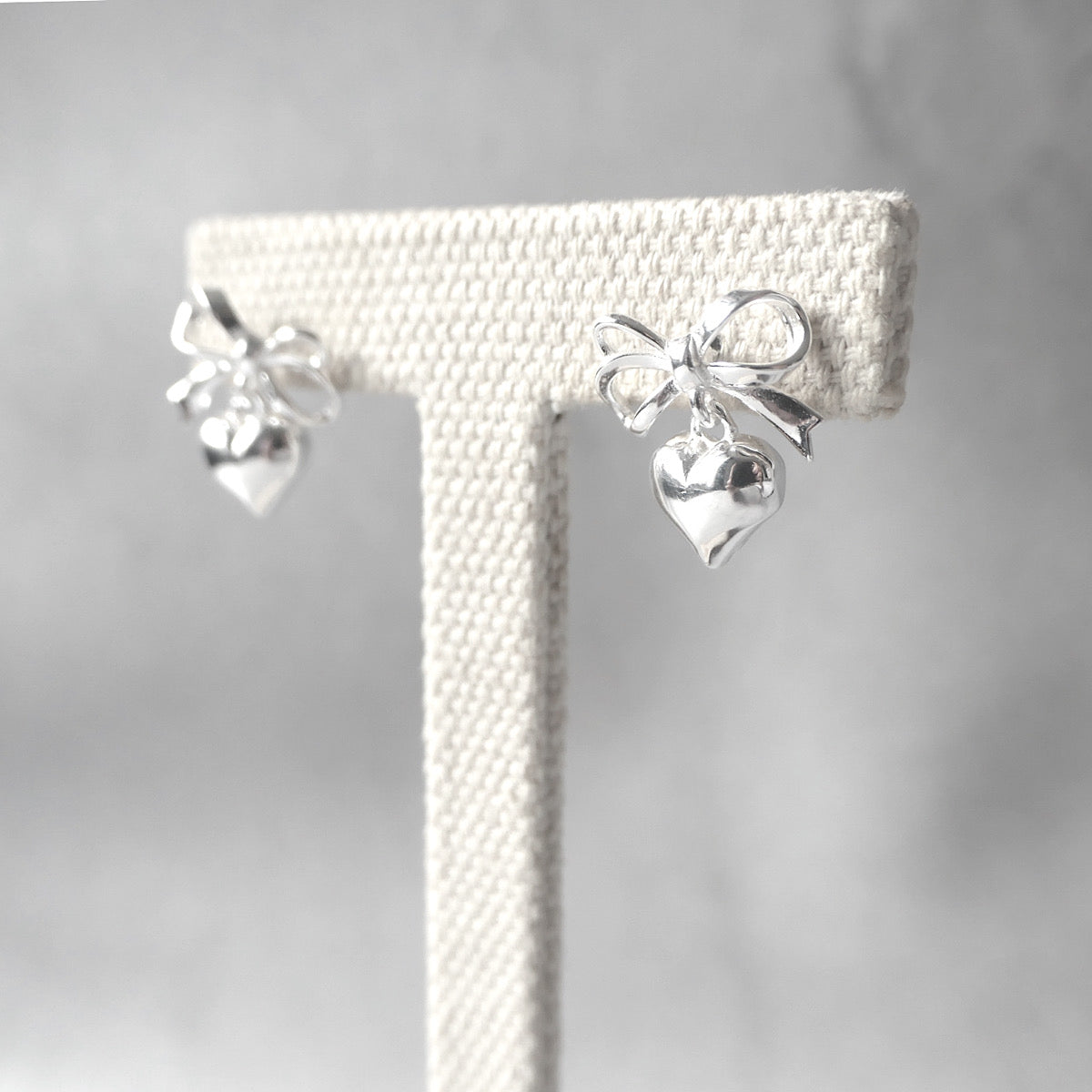 【SE240605】Sterling Silver Ribbon Dangle Earrings