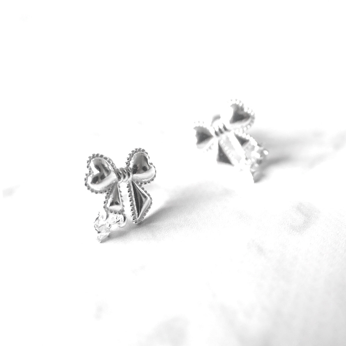 【SE240607】Sterling Silver Ribbon Stud Earrings