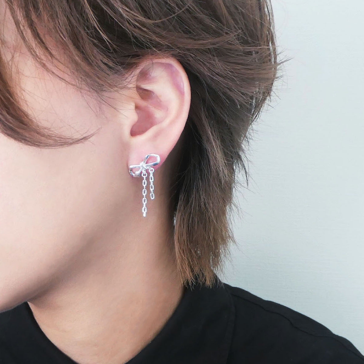 【SE240609】Sterling Silver Ribbon Stud Earrings