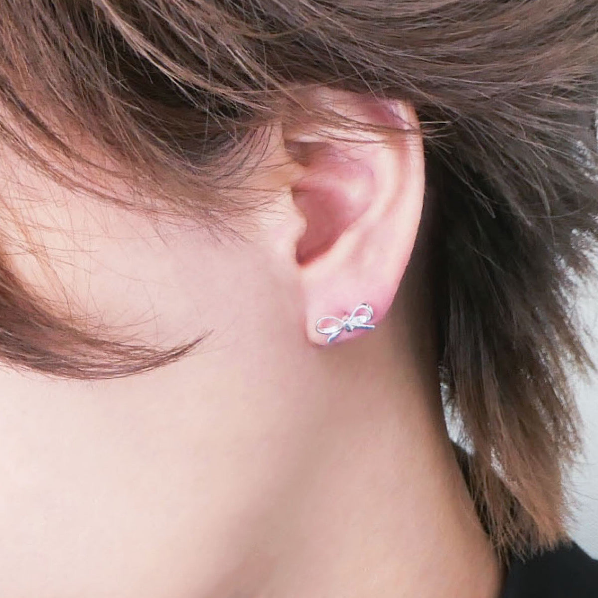 【SE240608】Sterling Silver Ribbon Stud Earrings