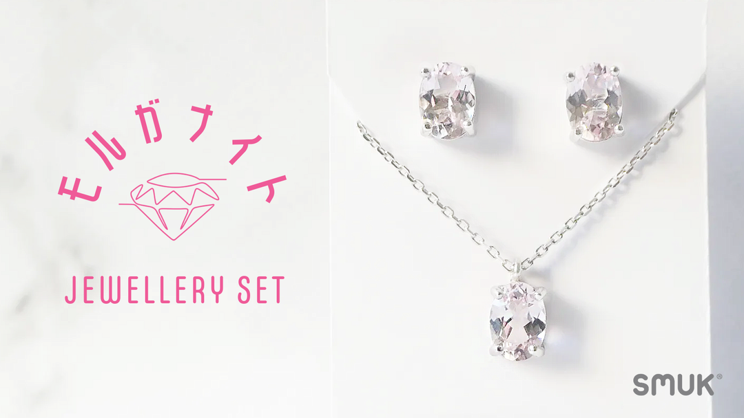 モルガナイト オーバル ネックレス＆ピアス セット｜ブラジル産・非