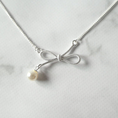 【SN240603】Sterling Silver Ribbon Pendant Necklace