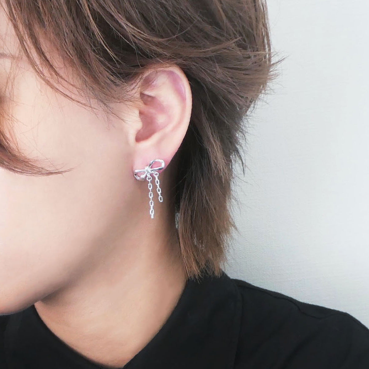 【SE240609】Sterling Silver Ribbon Stud Earrings