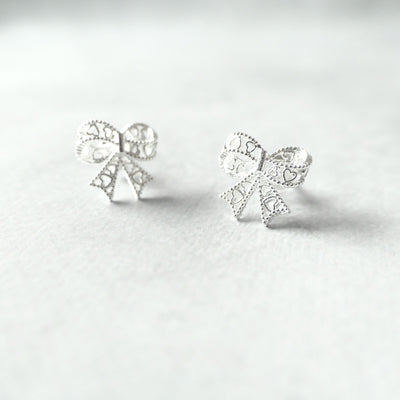 【SE240604】Sterling Silver Ribbon Stud Earrings