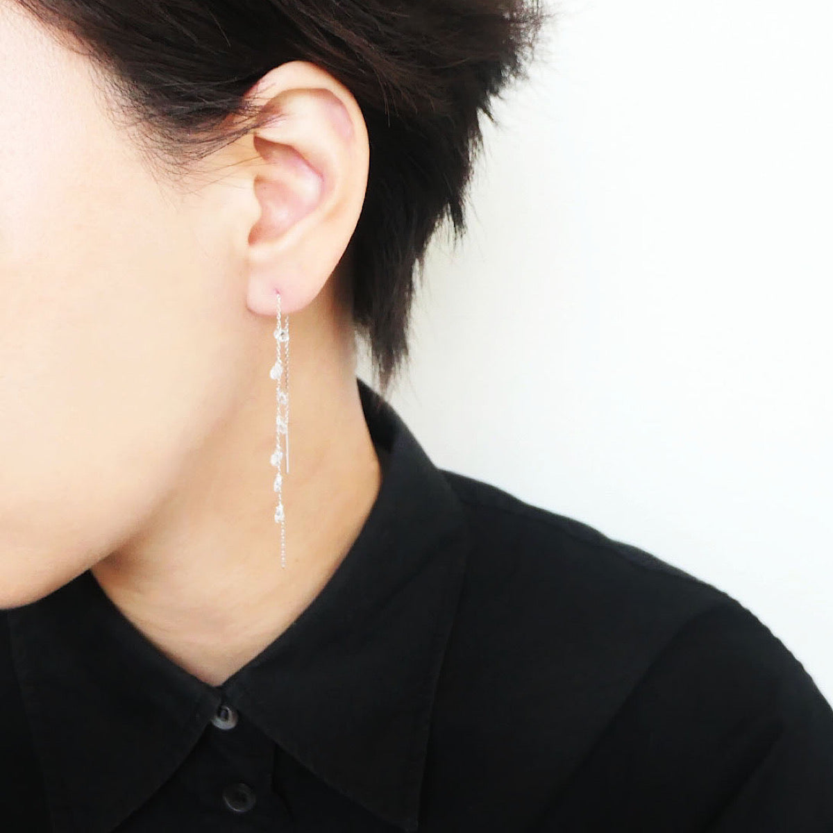 【SE240212】 Sterling Silver Threaded Earrings