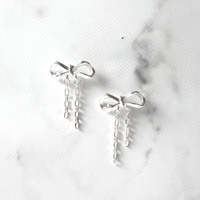 【SE240609】Sterling Silver Ribbon Stud Earrings