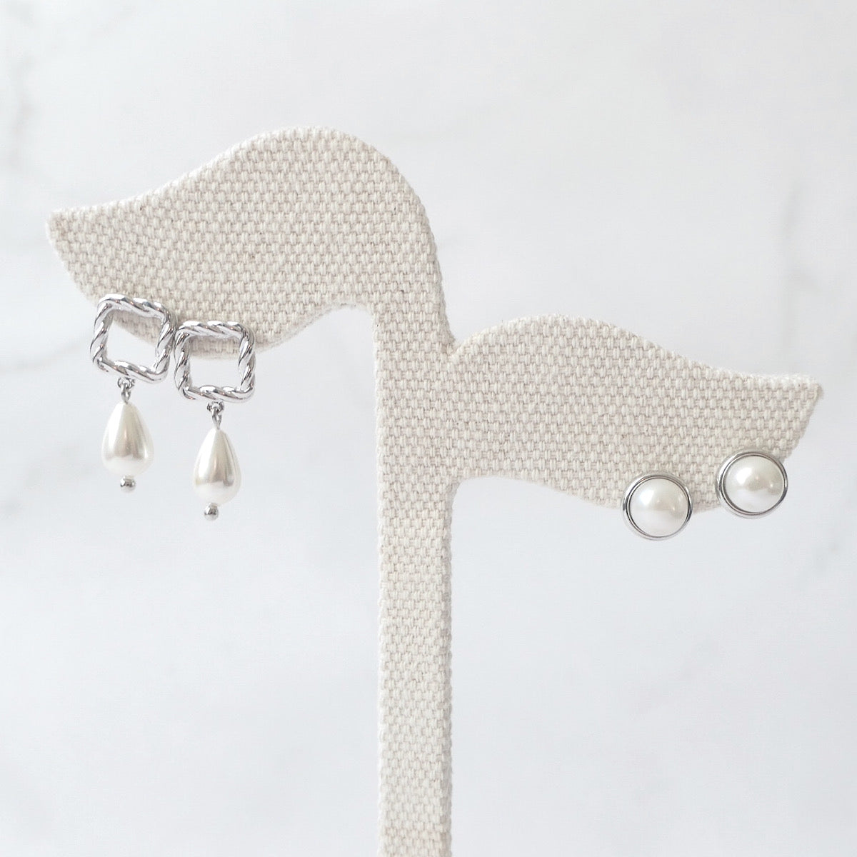 【Pearl】Stud and Dangle Earrings Set of 2