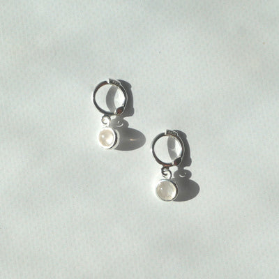 【SE250104】Sterling Silver Rose Quartz Dangle Earrings