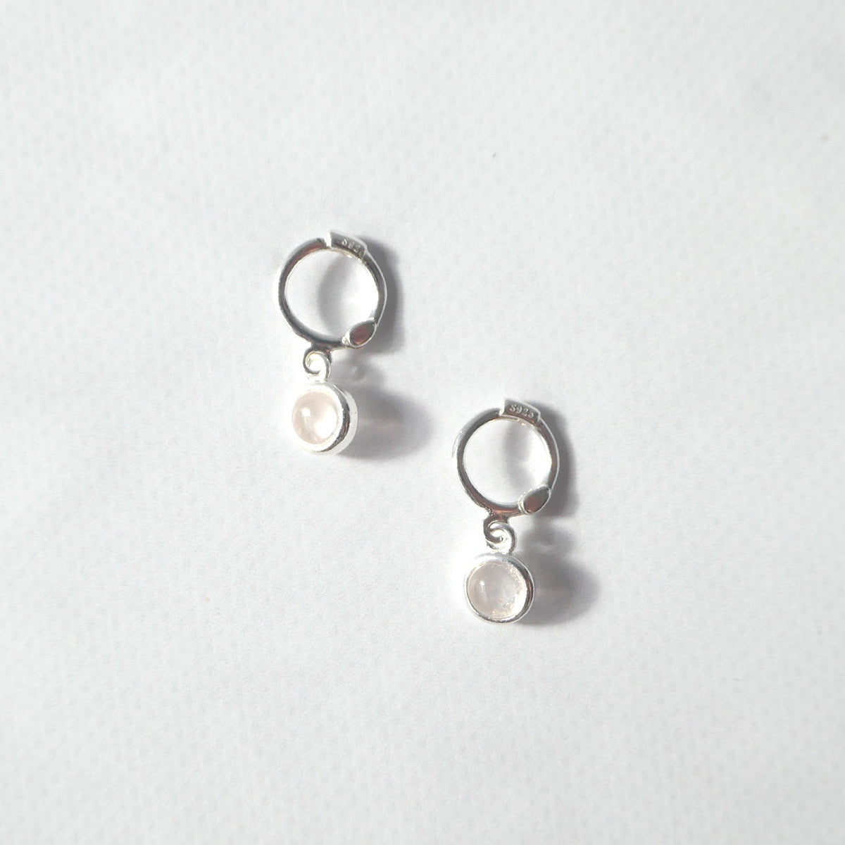 【SE250104】Sterling Silver Rose Quartz Dangle Earrings