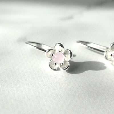 【SE250106】 Sterling Silver Rose Quartz Threaded Earrings