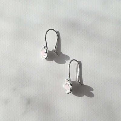 【SE250106】 Sterling Silver Rose Quartz Threaded Earrings