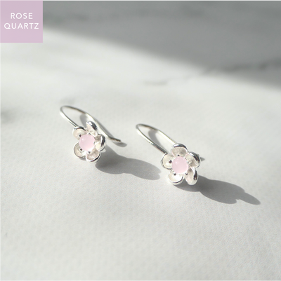 【SE250106】 Sterling Silver Rose Quartz Threaded Earrings