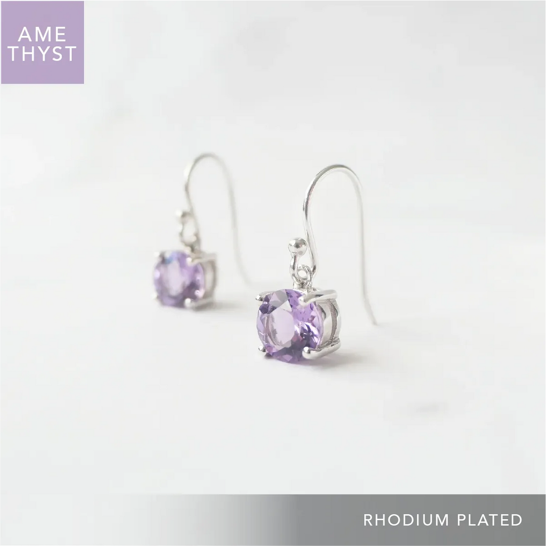 アメジスト 多面カット フック ダングルピアス（シルバー925）｜SMUK 