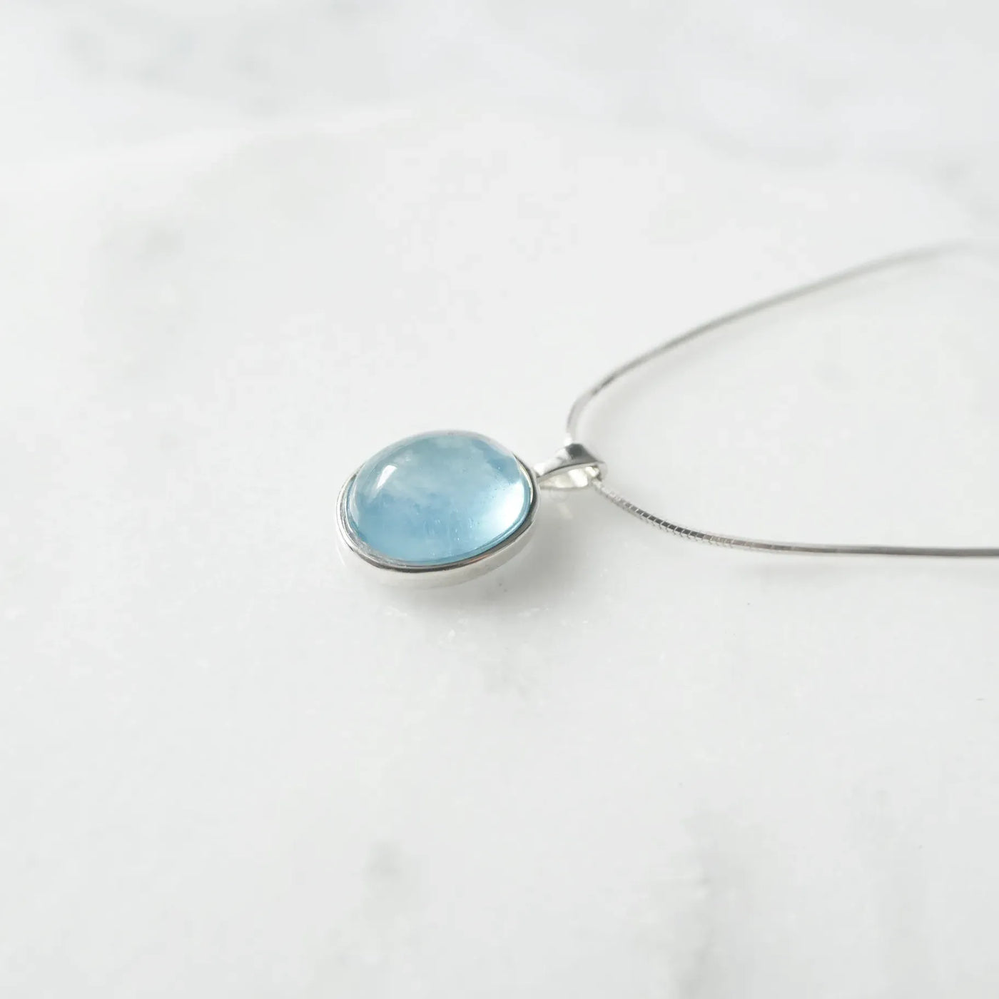 アクアマリン ペンダント ネックレス、シルバー925、金属アレルギー対応