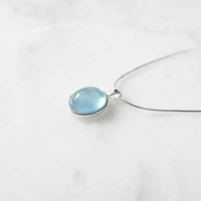 アクアマリン ペンダント ネックレス、シルバー925、金属アレルギー対応