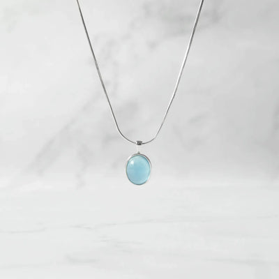 アクアマリン ペンダント ネックレス、シルバー925、金属アレルギー対応