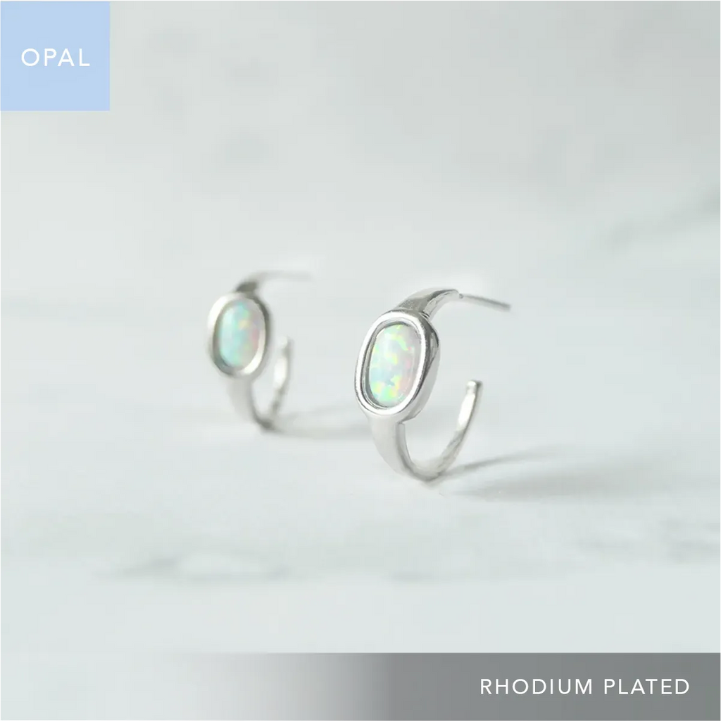 オーロラオパール フープ ピアス（シルバー925／ロジウムプレー