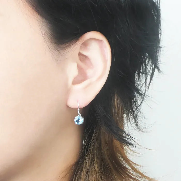 ブルートパーズ 多面カット フック ダングルピアス（シルバー925 