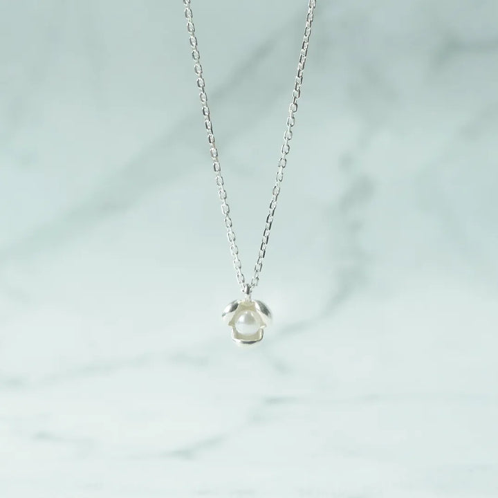 パールネックレス フラワーモチーフ留め具 シルバー フラワーパールネックレス｜925シルバー 天然パール 6月誕生石｜SMUK
