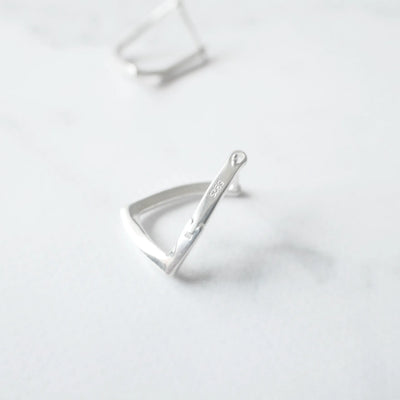 シンプルライン フープピアス、シルバー925、金属アレルギー対応