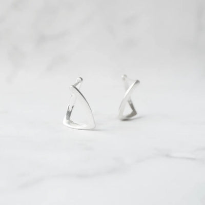 シンプルライン フープピアス、シルバー925、金属アレルギー対応