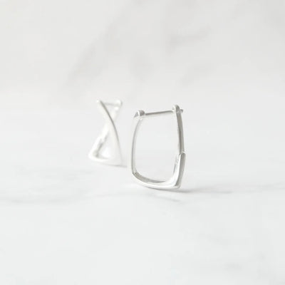 シンプルライン フープピアス、シルバー925、金属アレルギー対応