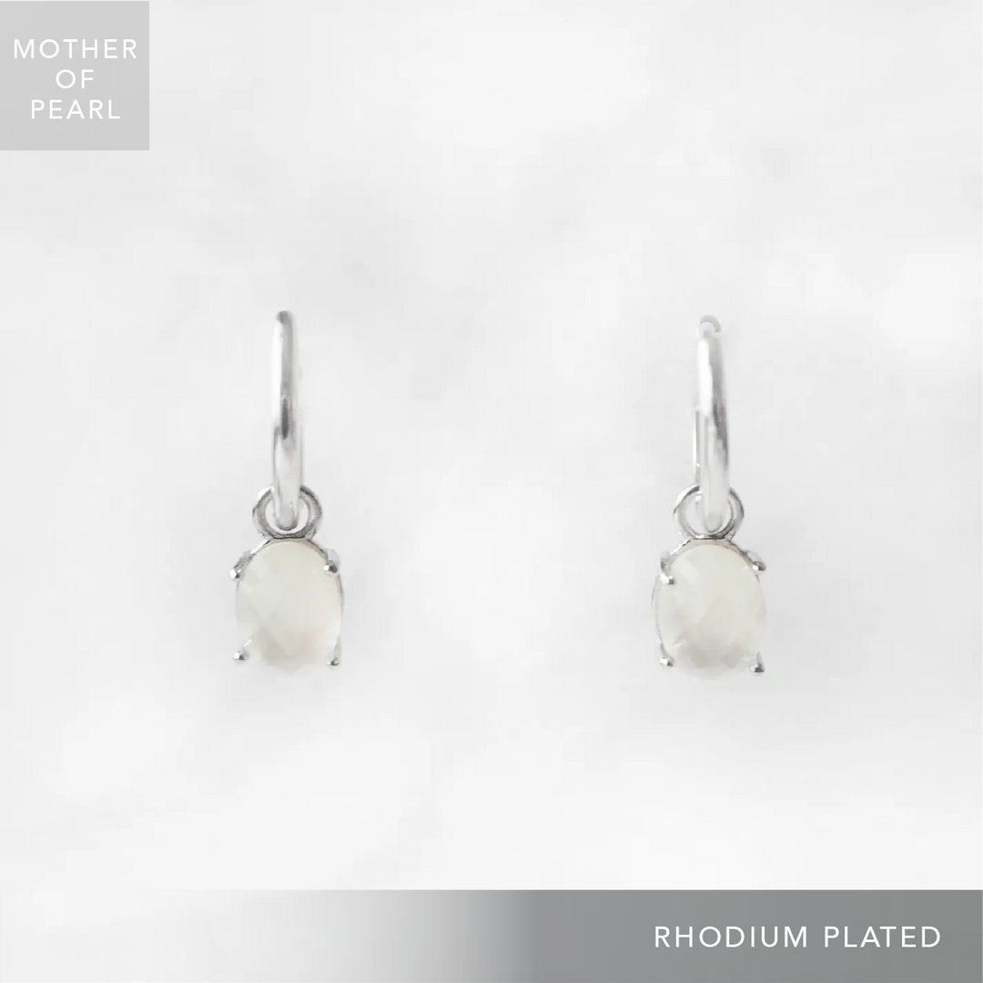 マザーオブパール ワンタッチ ダングル ピアス（シルバー925／ロジウム