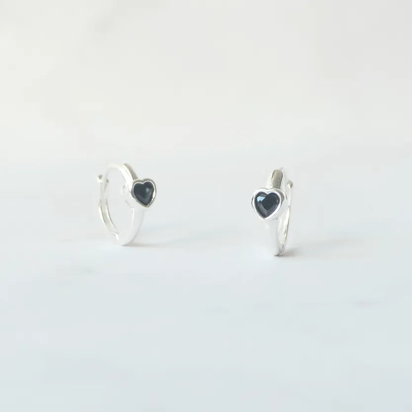 onyx-heart-silver-huggie- onyx-heart-silver-huggie-