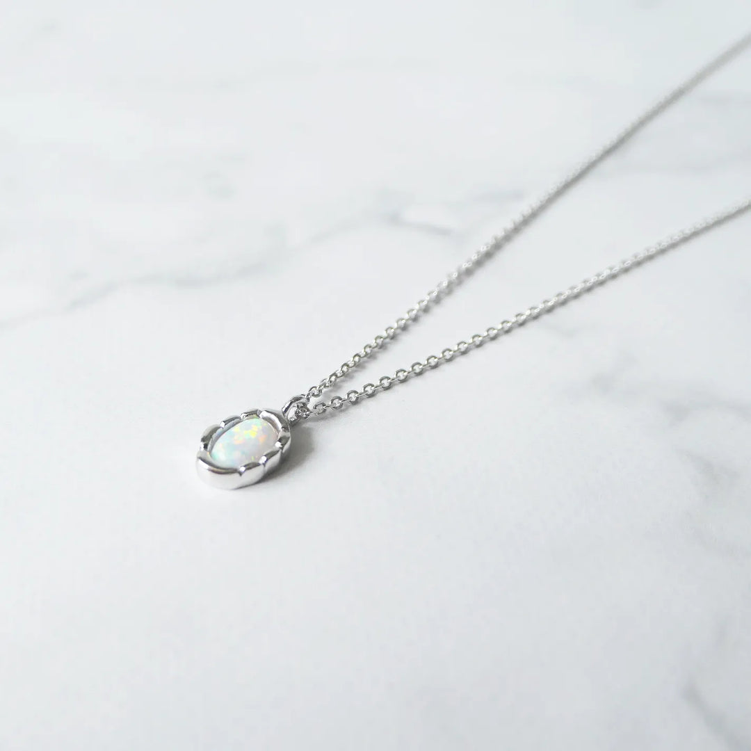 天然オパールペンダント S925純銀 高級ジュエリー オパール ネックレス（シルバー925／ロジウムプレーティング） | SMUK