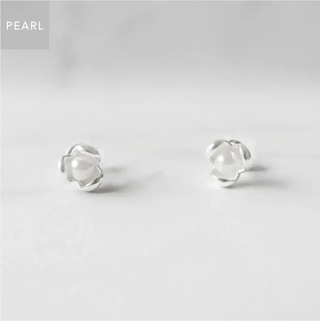 フラワー パール ジュエリー セット｜ピアス＆ネックレス シルバー925