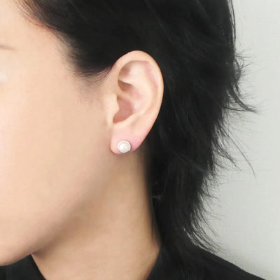 パール リボンネックレス & スタッドピアス 2点セット（シルバー925）