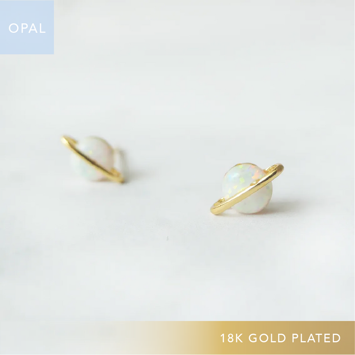 プラネットモチーフ オパール スタッドピアス（シルバー925／18K