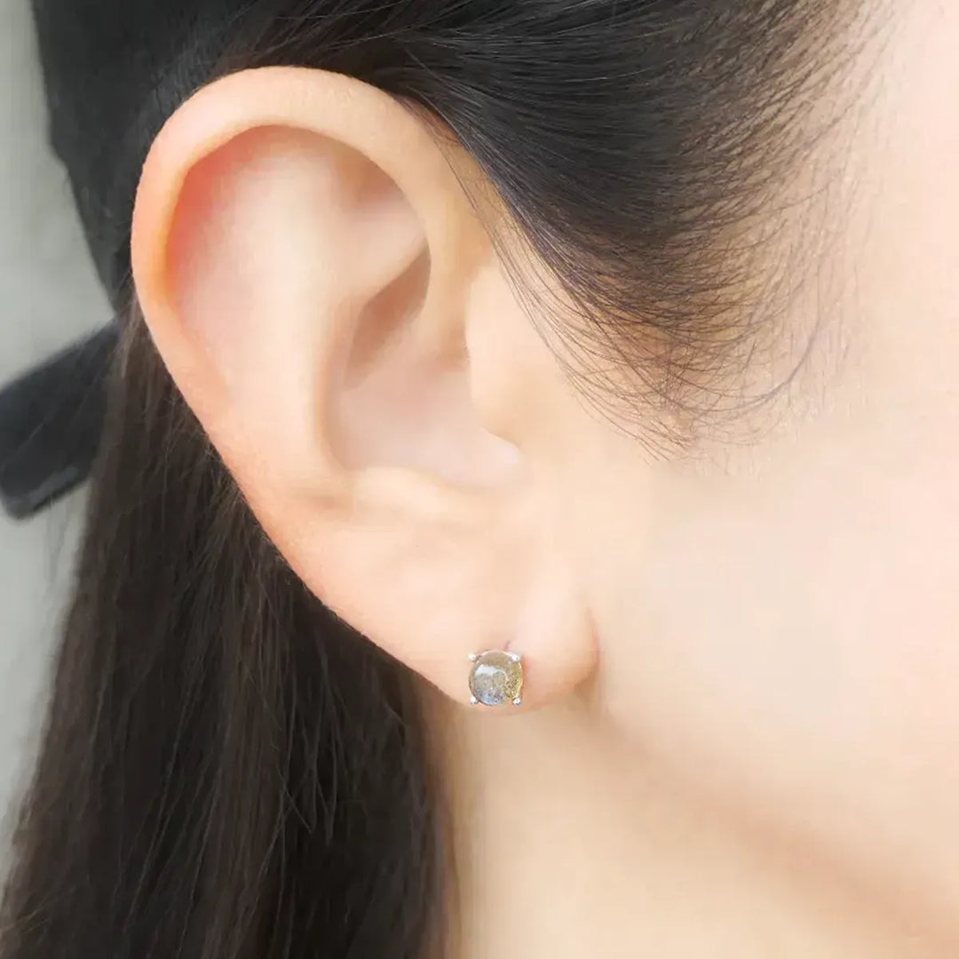 PREMIUM】ラウンド ラブラドライト ピアス｜5mm・シルバー925｜SMUK