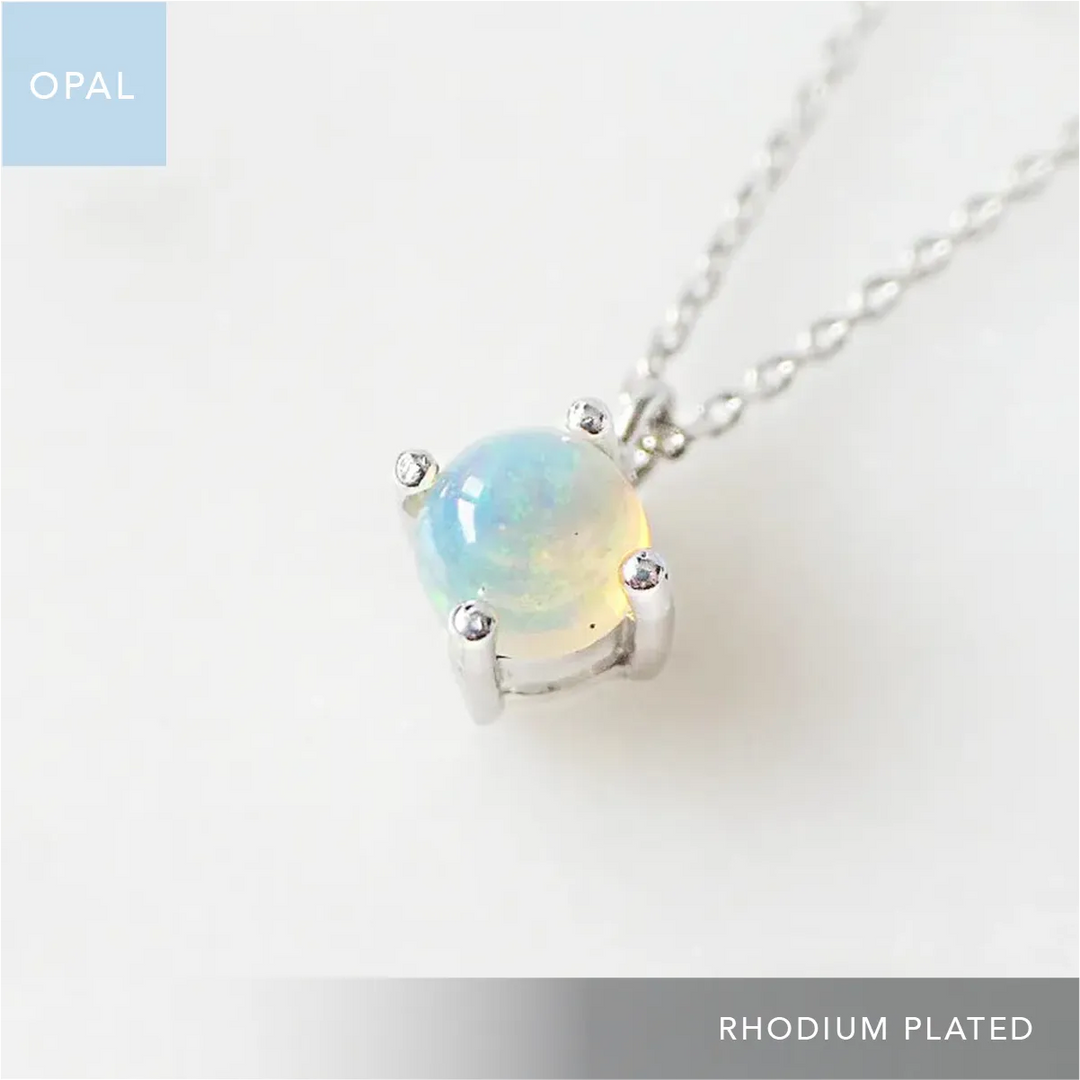PREMIUM】ラウンド オパール ネックレス（シルバー925／ロジウムプレー