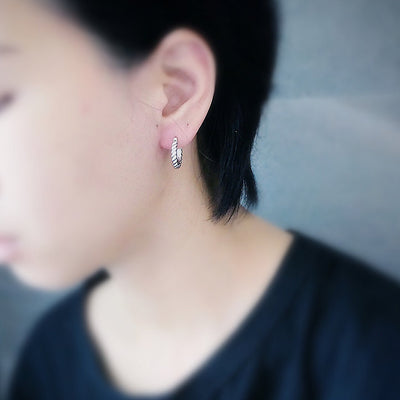 【CS201202】 Sterling Silver Hoop Earrings 